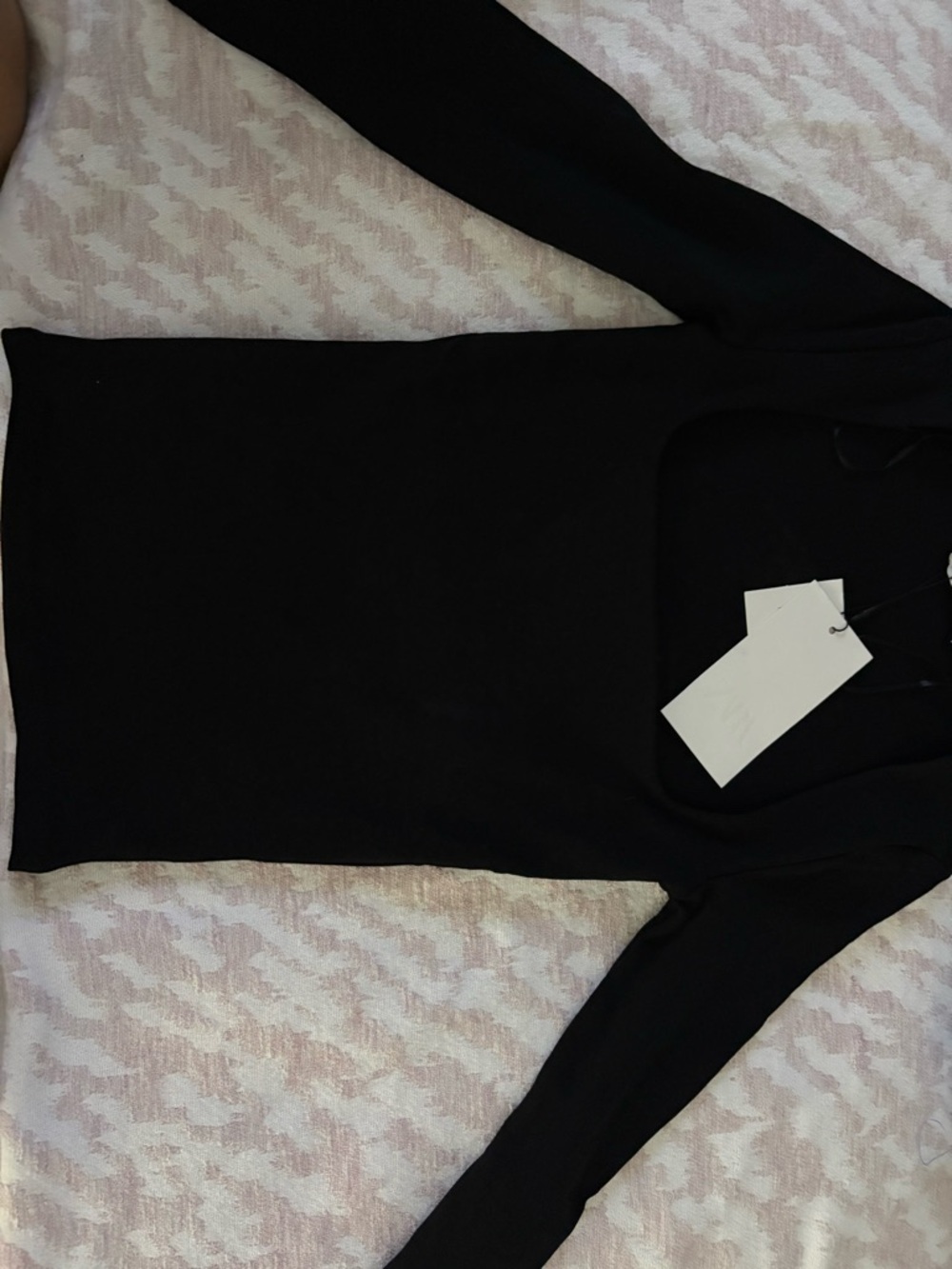 Zara Black Scoop Neck Long Sleeve Top